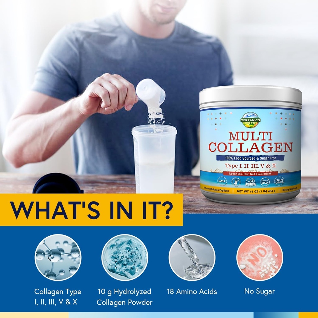 Terranics Multi Collagen Peptides Powder & 5-in-1 Magnesium Complex Supplement 3