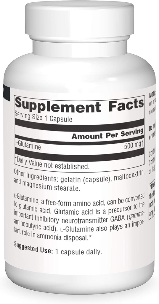 Source Naturals L-Glutamine - Free Form Amino Acid That Supports Metabolic Energy - 100 Capsules 4