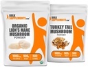 BulkSupplements Organic Lion's Mane Mushroom Extract + Turkey Tail Mushroom Extract Bundle 2