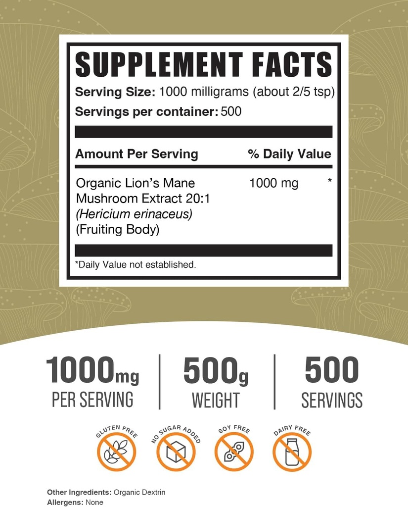 BulkSupplements Organic Lion's Mane Mushroom Extract + Turkey Tail Mushroom Extract Bundle 3