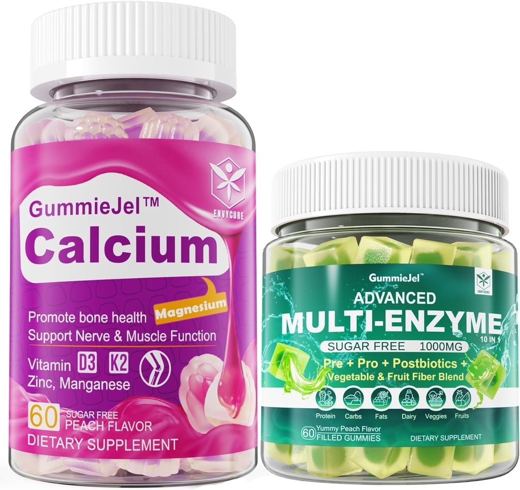 Sugar Free Calcium Gummies 120 Counts & Digestive Enzymes Gummies 60 Counts 2