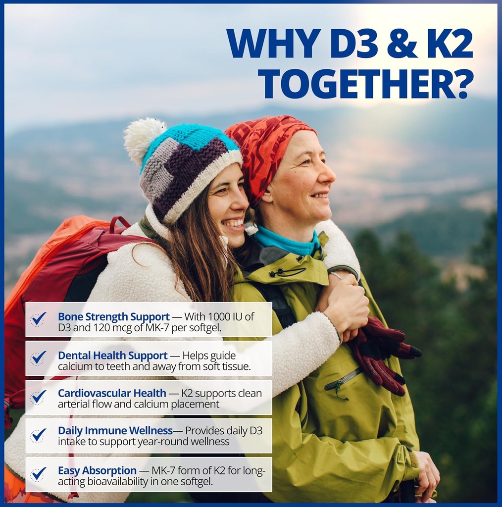 CanPrev D3 & K2 Vitamins 240 Softgels, 240-Day Supply, 1000IU Vitamin D3 & 120mcg K2, Supports Strong Bones, Teeth & Heart Wellness, Easy-to-Absorb with Organic Coconut Oil, No GMO, Gluten, Soy, Dairy 5