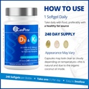 CanPrev D3 & K2 Vitamins 240 Softgels, 240-Day Supply, 1000IU Vitamin D3 & 120mcg K2, Supports Strong Bones, Teeth & Heart Wellness, Easy-to-Absorb with Organic Coconut Oil, No GMO, Gluten, Soy, Dairy 6