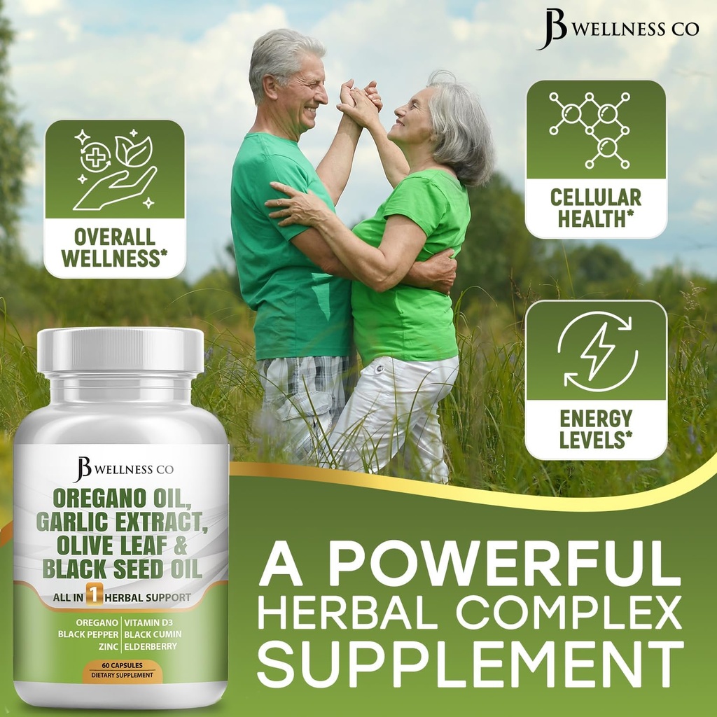 JB Wellness Oregano Oil, Garlic Extract, Olive Leaf, with Astragalus - Immune Support & Digestive Health Supplement for Women and Men - 180 Count 6