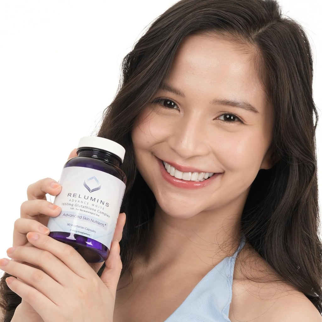Pack of 2 Relumins Advance White 1650mg Glutathione Complex - 15x Dermatologic Formula with Advanced Skin Nutrients- 2 Bottles, 90 Capsules Each, 180 Total Capsules 4