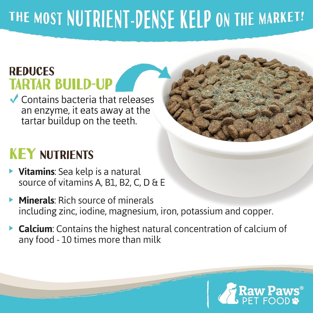 Raw Paws Organic Kelp Powder for Dogs & Cats (16-Ounce) - Supports Thyroid, Digestive & Immune Health - Dried Sea Kelp for Dogs - Seaweed Powder Supplement 6