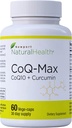 CoQ10 Max High Absorption Supplement with Turmeric Curcumin - 100 mg Capsules - Vegan - Heart Health, Energy, Mitochondria, Antioxidant with Cavacurmin™, HydroQsorb® Coenzyme 2