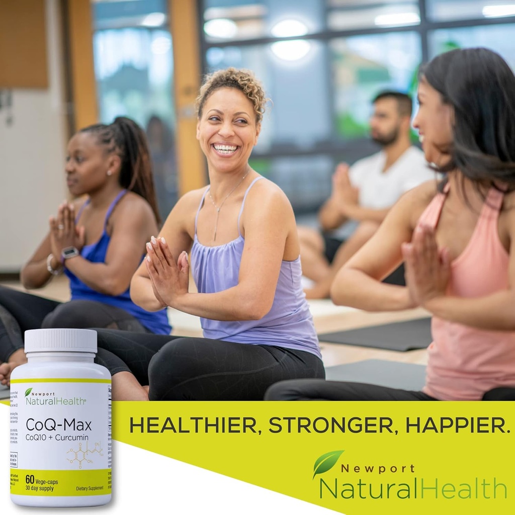 CoQ10 Max High Absorption Supplement with Turmeric Curcumin - 100 mg Capsules - Vegan - Heart Health, Energy, Mitochondria, Antioxidant with Cavacurmin™, HydroQsorb® Coenzyme 4