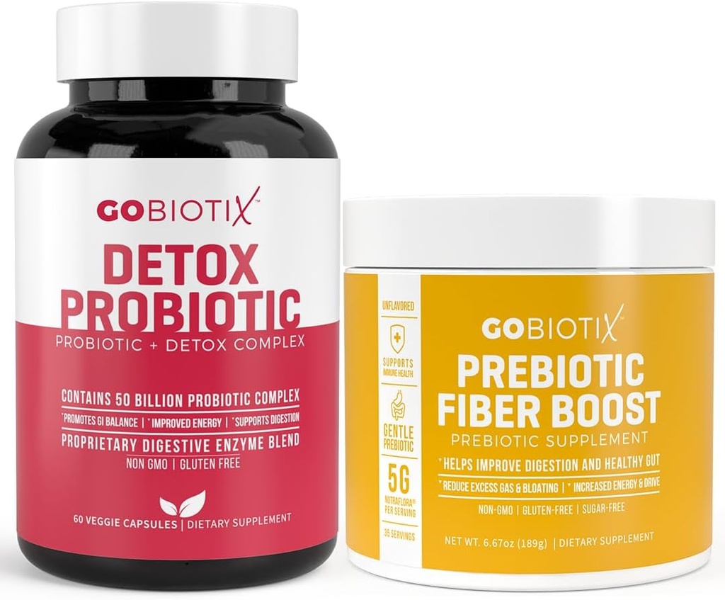 GOBIOTIX Detox & Fiber Supplement Bundle - Prebiotic Fiber Powder & Detox Support - Promotes Digestive Health, Gut Cleansing, and Regularity - Keto, Vegan, Gluten-Free 2