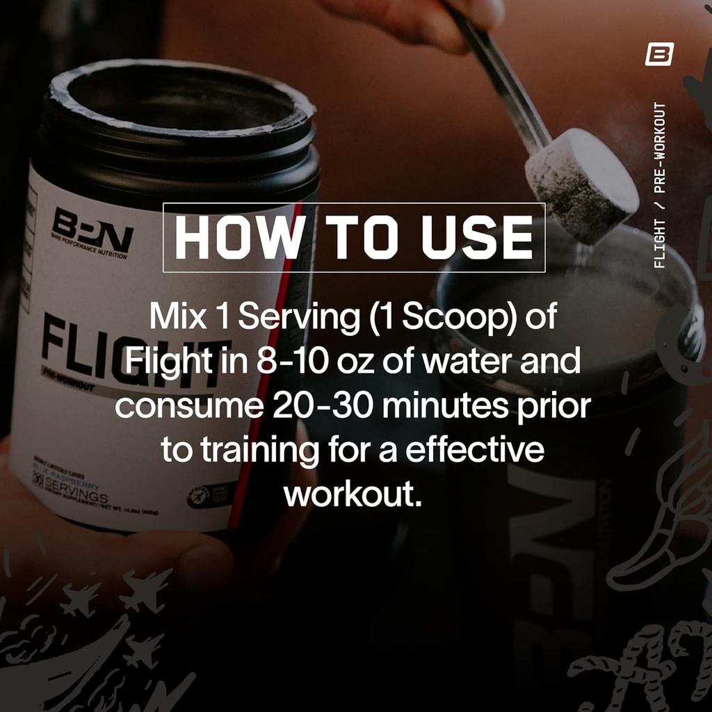 BARE PERFORMANCE NUTRITION BPN Flight Pre Workout, Supports Energy and Mental Focus, Improved Endurance & Muscle Pumps with CarnoSyn® Beta Alanine, Strawberry Kiwi, 30 Servings 5