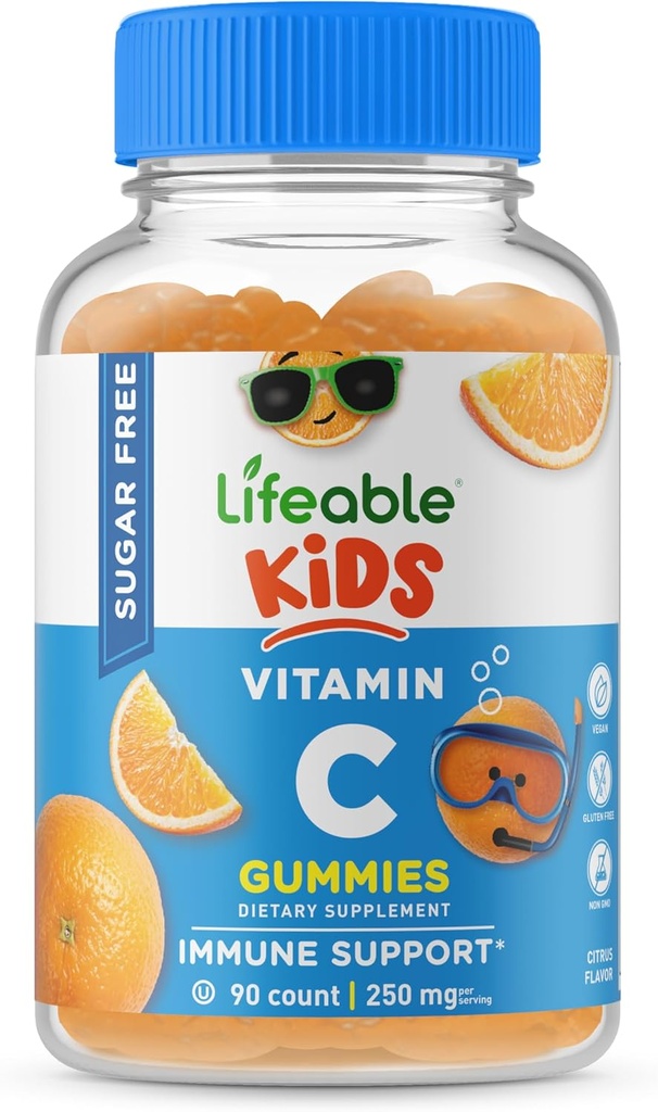 Lifeable Sugar Free Vitamin C for Kids – 250 mg – Great Tasting Natural Flavor Gummy Supplement – Vegetarian GMO-Free Chewable Vitamin – for Immune Support – for Children – 90 Gummies 2