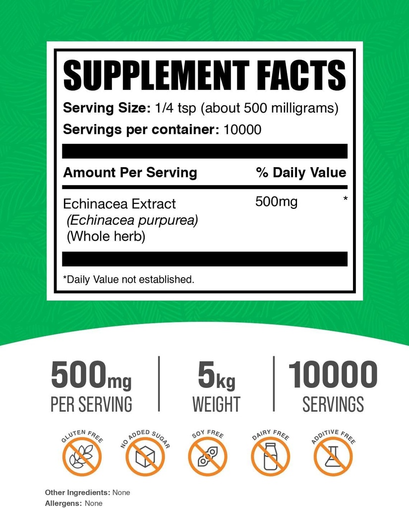 BulkSupplements.com Echinacea Extract Powder - Echinacea Extract, Herbal Supplement for Immune Support - Vegan & Gluten Free, 500mg per Serving, 1kg (2.2 lbs) (Pack of 5) 3