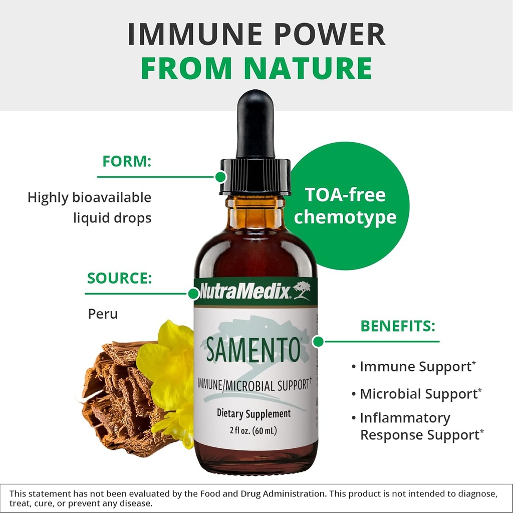 NutraMedix Samento Cat's Claw Tincture - Cat's Claw Immune Support Supplement for Brain, Antioxidant, Cardiovascular & Microbial Support - Bioavailable Herbal Supplements from Nature (1oz / 30ml) 5