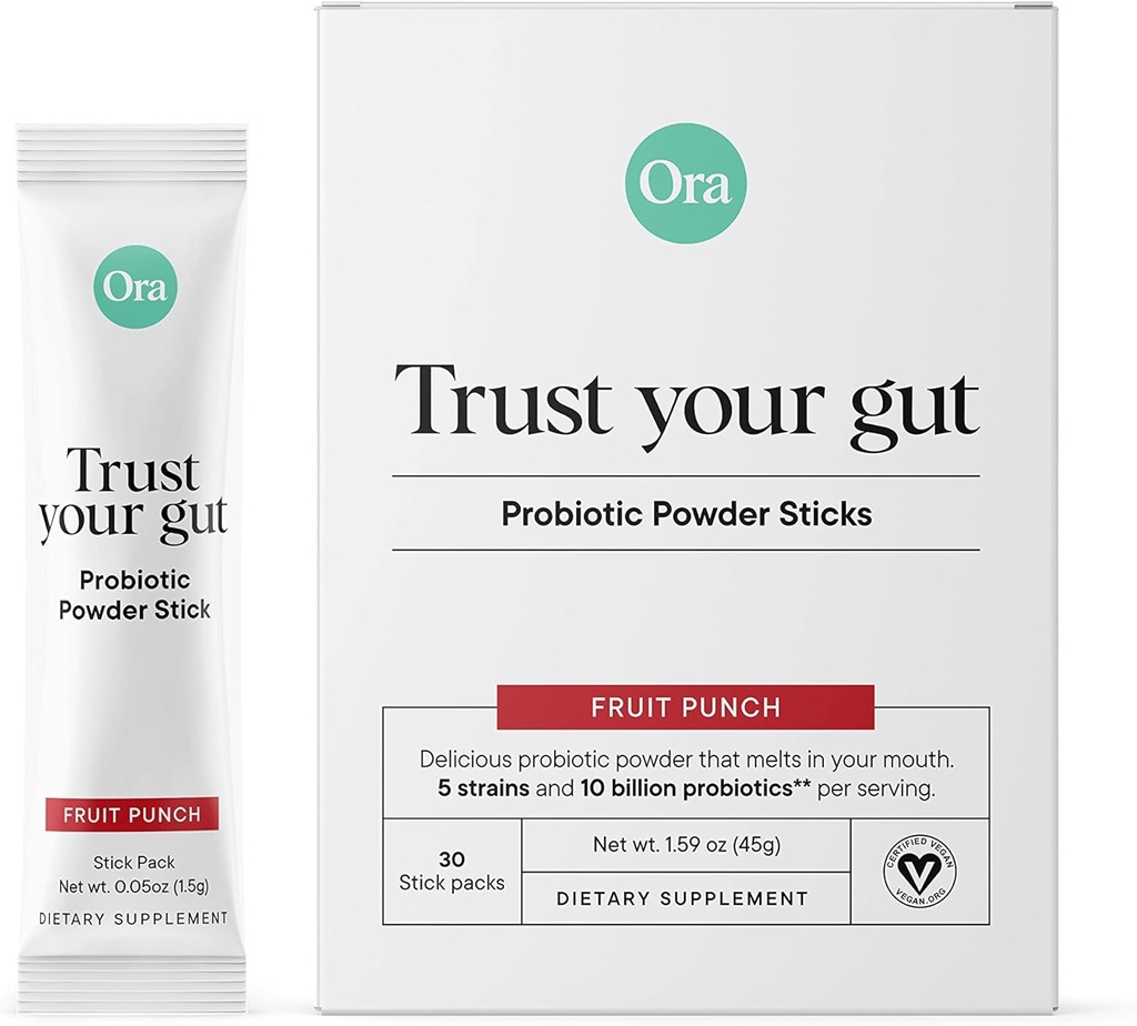 Ora Organic Probiotic Pixies with Prebiotics - Vegan Probiotics for Digestive Health | Dairy-Free, Gluten-Free, No Sugar Added, for Sensitive Stomachs - 30 Fast Dissolving Powder Sticks 2