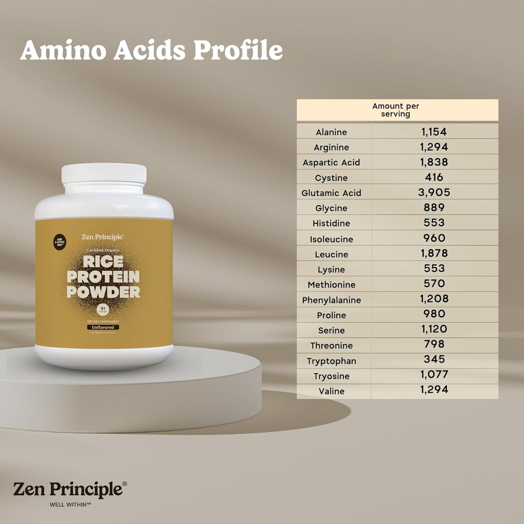 Zen Principle Organic Brown Rice Protein 6 LB. USDA Certified Organic. Unflavored. Non-GMO. Vegan. 4