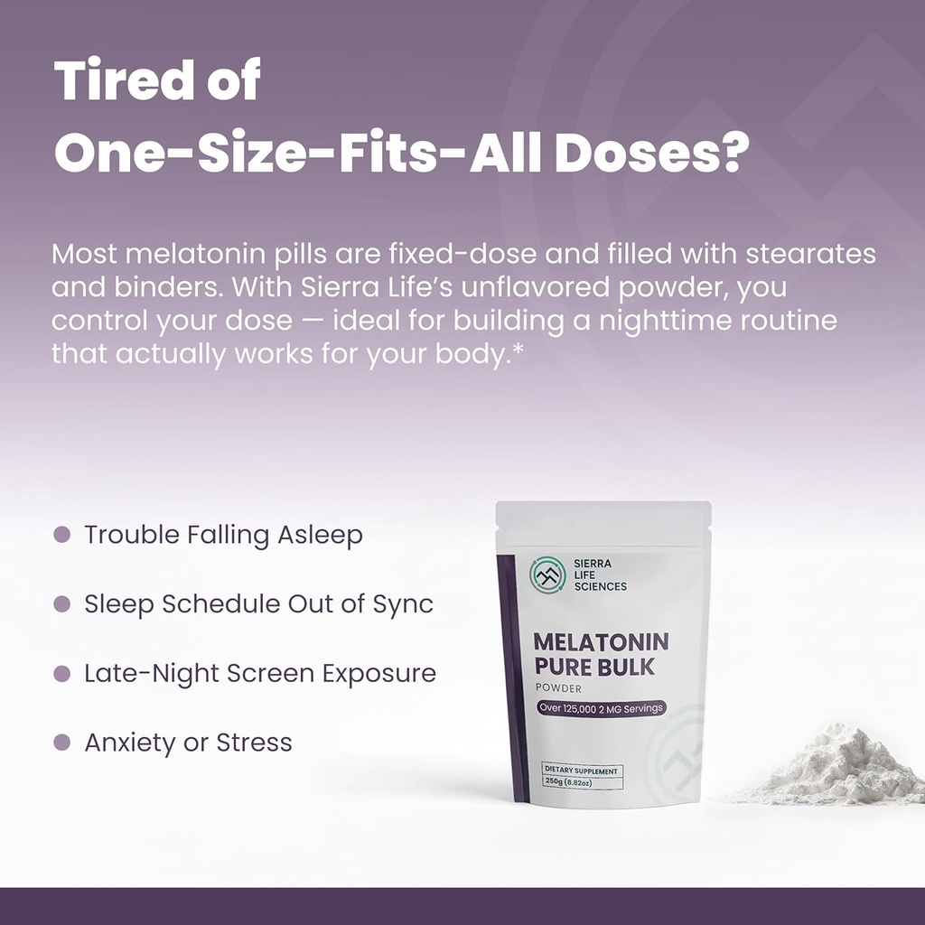 Melatonin | Natural Sleep Aid Bulk Powder | Custom Dose 2mg - 5mg Replace Capsules (100g - 50,000 Doses) 4