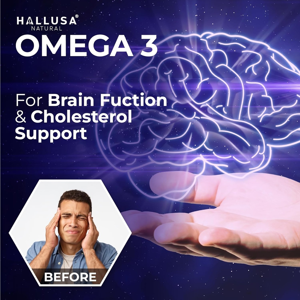 Omega 3 Fish Oil 1000mg – EPA 180mg DHA 120mg – Omega 3 Fatty Acids Supplement – Heart, Eye & Joint Support – 60 Softgels – Hallusa Natural 4