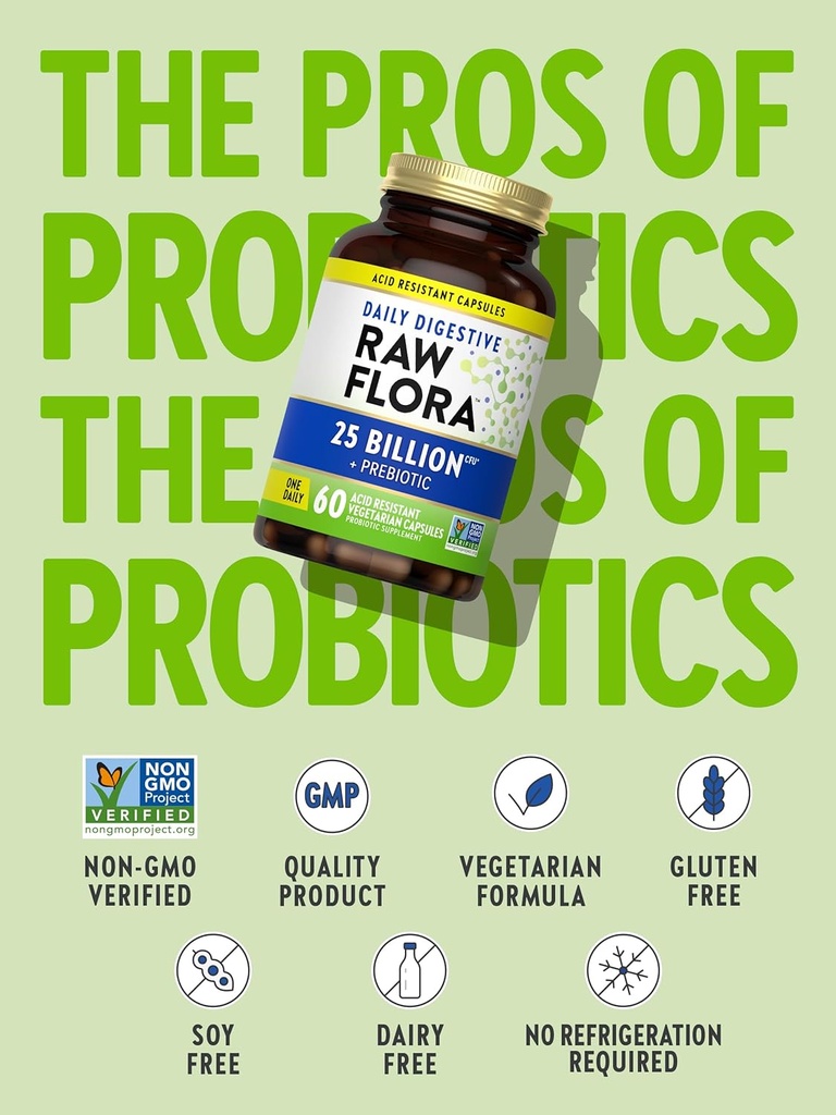 Nature's Truth Raw Flora Probiotic with Prebiotics | 25 Billion CFU | Daily Digestive Capsules | Vegetarian & Gluten Free Supplement for Men and Women 6