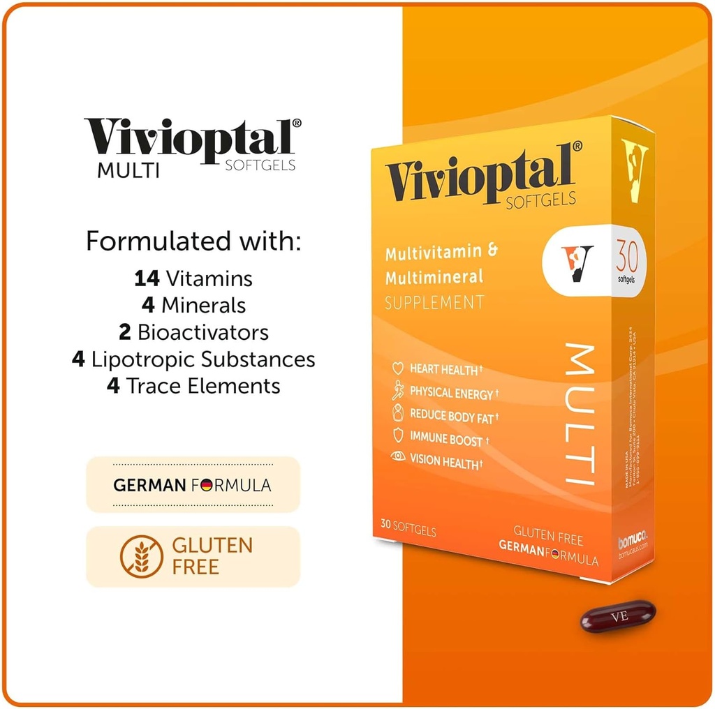 Vivioptal Multi 30 Softgels, Multivitamin & Multimineral, Gluten Free, German Formula 6