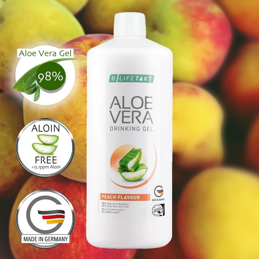 LR Lifetakt Aloe Vera Drinking Gel Peach Flavour Health Care Women Men Drink Every Day Natural Treatment - 1000 ml./33.3 fl.oz 2