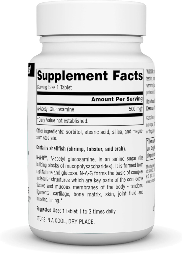 Source Naturals N-A-G N-Acetyl Glucosamine for Joint Support and Intestinal Lining* - 500 mg - 60 Tablets 3