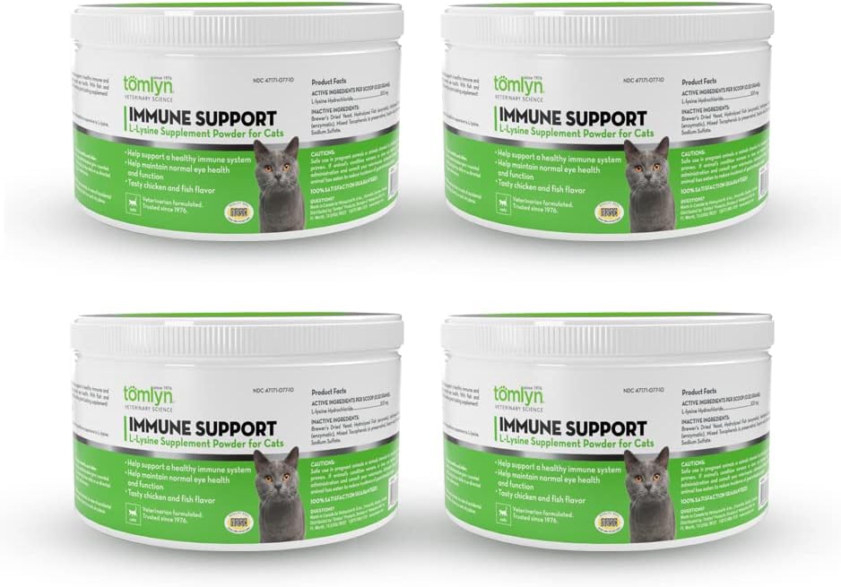 Tomlyn Immune Support Daily L-Lysine Supplement, Fish-Flavored Lysine Powder for Cats and Kittens, 4 Pack 2