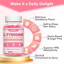 L Tyrosine Gummies, L-Tyrosine Supplement Gummies, L-Theanine Gummies with Vitamin B6 D3, Focus Gummies Support Brain, Memory, Energy, Mood for Adult & Kids, Strawberry Flavor, 60 Count 6