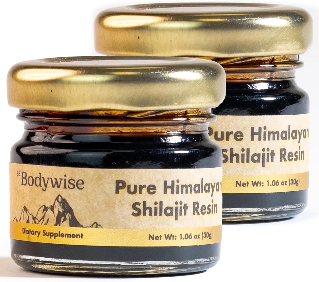 Be Bodywise Pure Himalayan Organic Shilajit Resin - Pack of 2 I Lab Tested I 100% Authentic & Natural I 75%+ Fulvic Acid & 85+ Trace Minerals | Heavy Metal Free I for Men & Women I 600 mg I 60 gm. 2