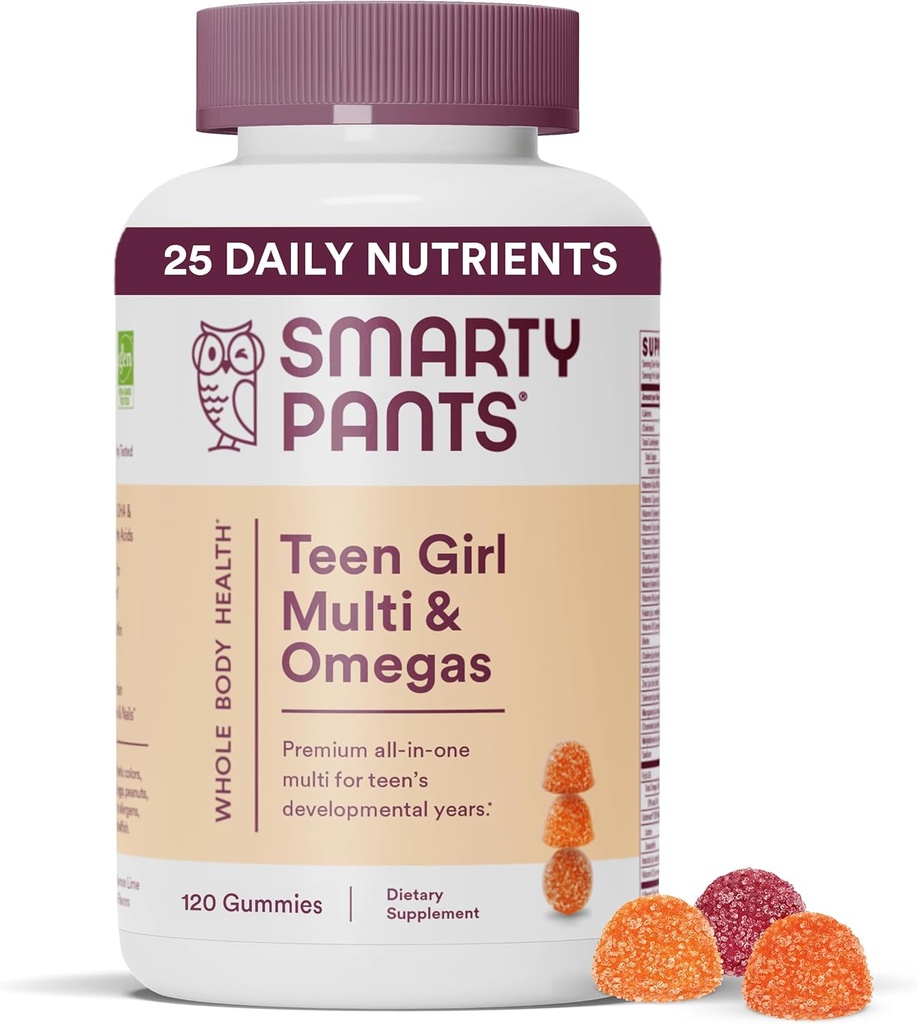 SmartyPants Organic Women's and Teen Girl Multivitamin Gummies with Omega-3, Vitamins, Minerals, 120 Count 6