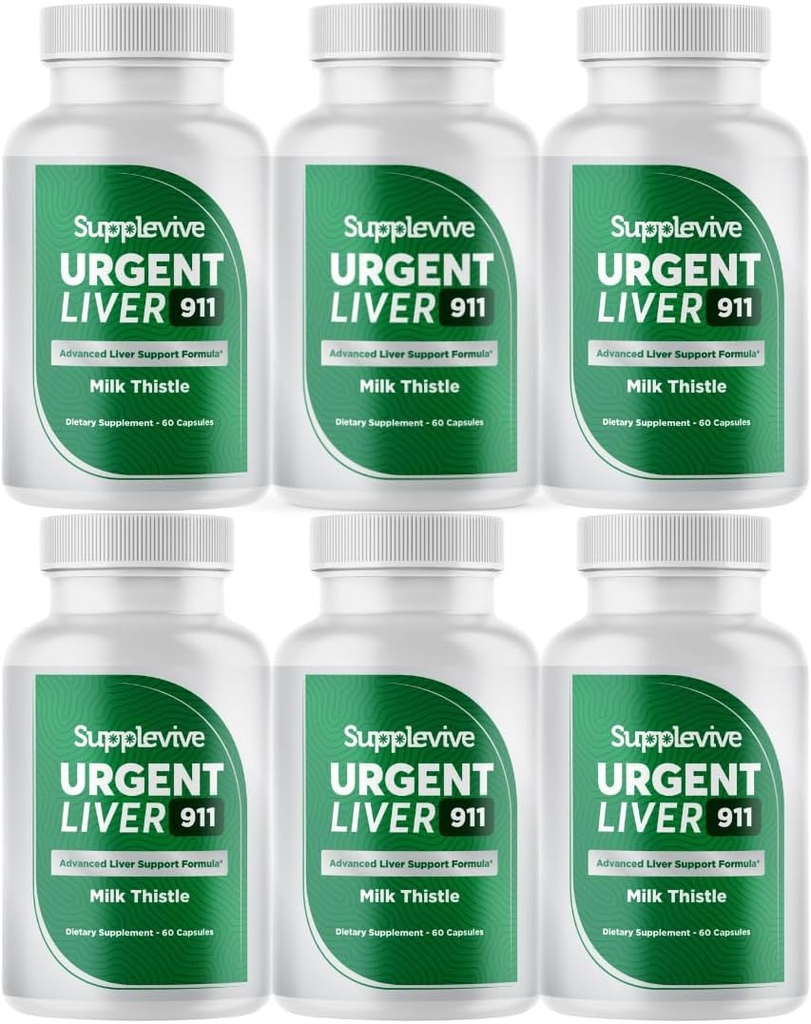 Urgent Liver 911 Herbal Liver Support Supplement Liver Cleanse Detox & Repair Formula with Milk Thistle Silymarin Dandelion Root and Artichoke Extract for Liver Health, 60 Capsules (6) 2