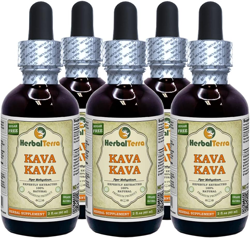 Kava Kava (Piper Methysticum) Glycerite, Dried Root Alcohol-Free Liquid Extract (Brand Name: HerbalTerra, Proudly Made in USA) 20x4 fl.oz (20x120 ml) 3