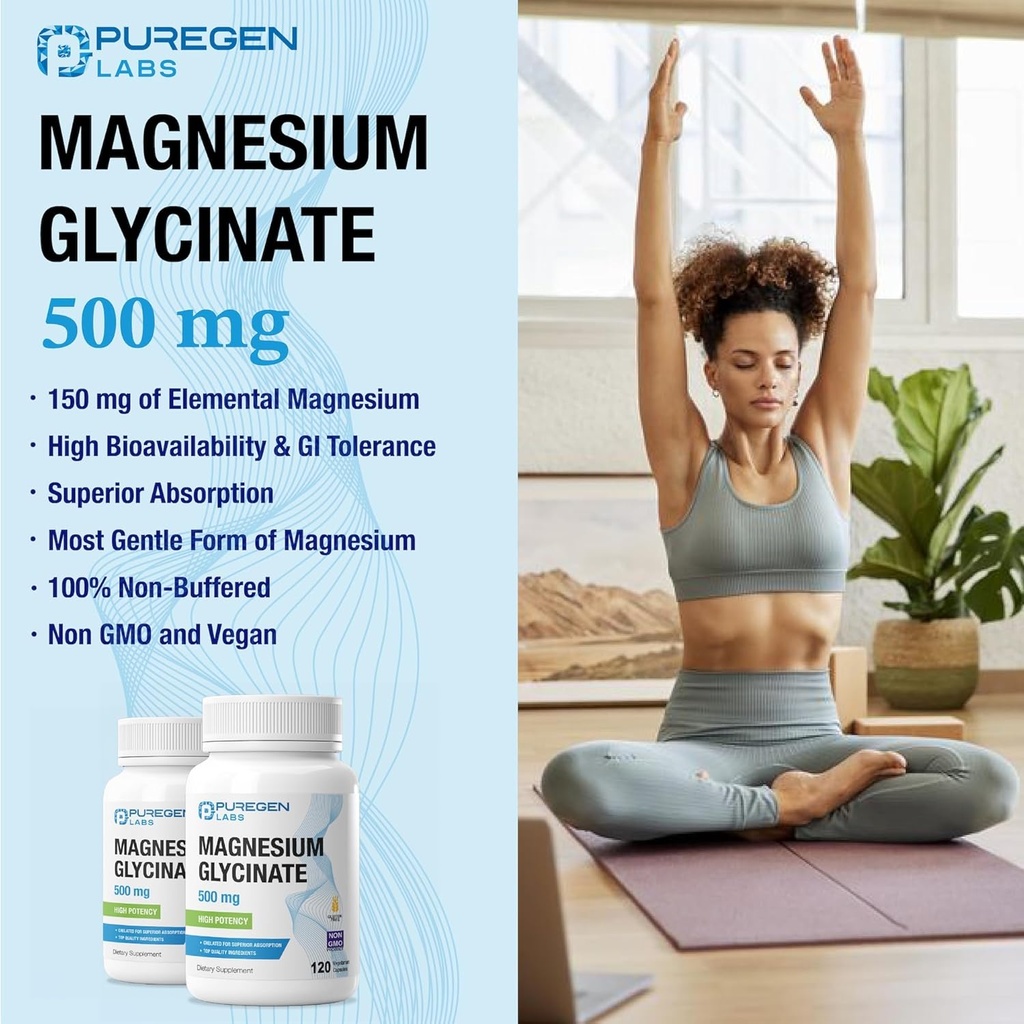 Magnesium Glycinate 500mg [High Potency] Veggie Caps, Chelated for Superior Absorption, Non-GMO, NO Gluten and Dairy, Supports Muscle, Joint, and Heart Health | Total 360 Capsules 4