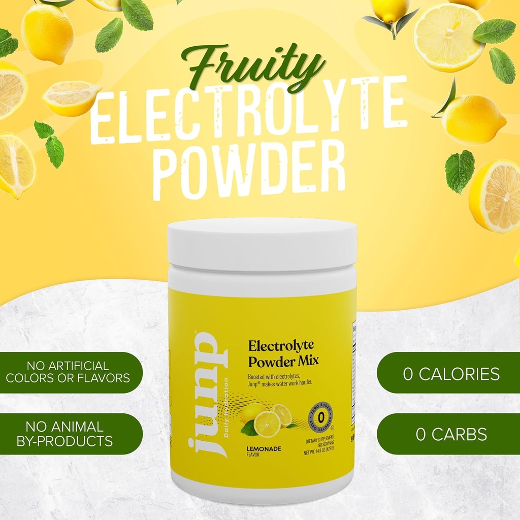 JUNP Electrolytes Powder No Sugar No Carbs – Lemonade Keto Electrolyte Drink Mix - Potassium & Salt Hydration Powder Electrolytes - Zero Calorie Sugar Free Electrolyte Powder, Kosher, 90 Servings 4