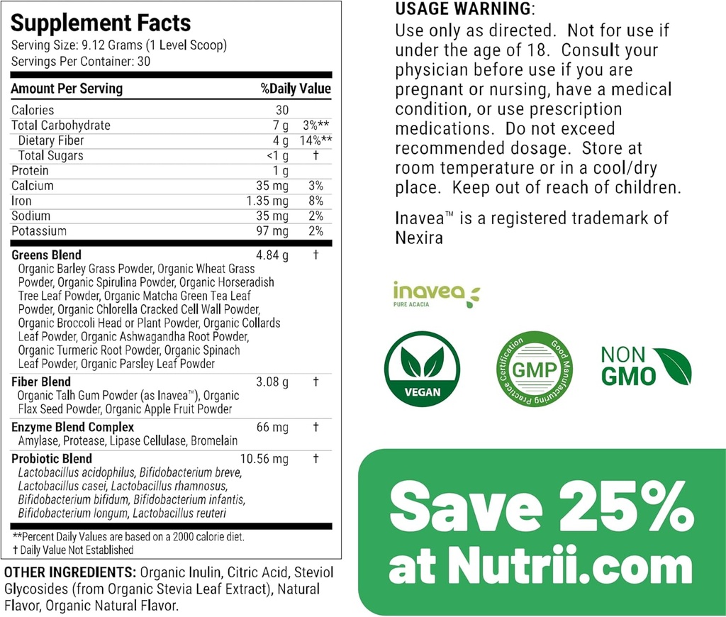 Organic Green Immunity Superfood Powder - Soothes Digestion, Boosts Healthy Vitality and Energy. Fast Acting Formula with Probiotics, Enzymes, Turmeric and Ashwagandha (30 Servings Lemon-Mint) 3