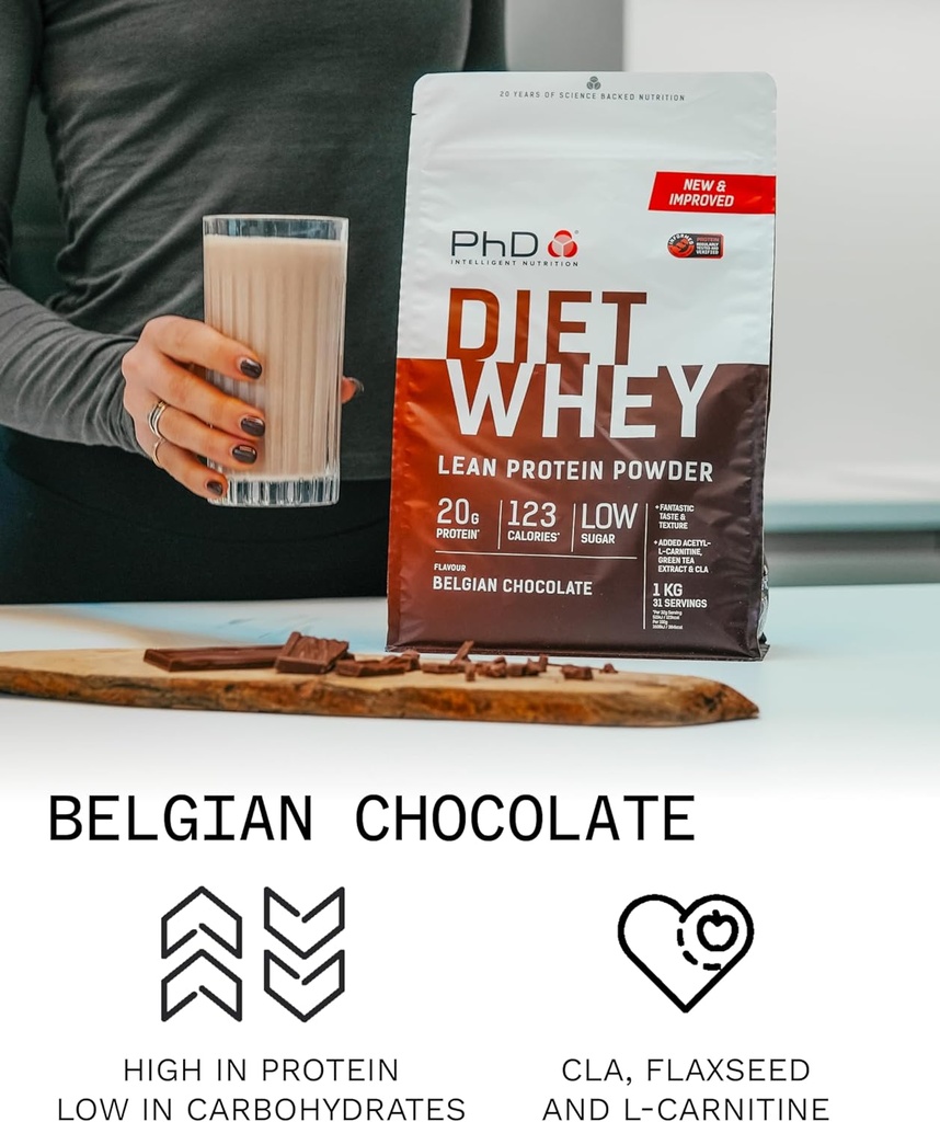 PhD Diet Whey 1kg Belgian Chocolate 4