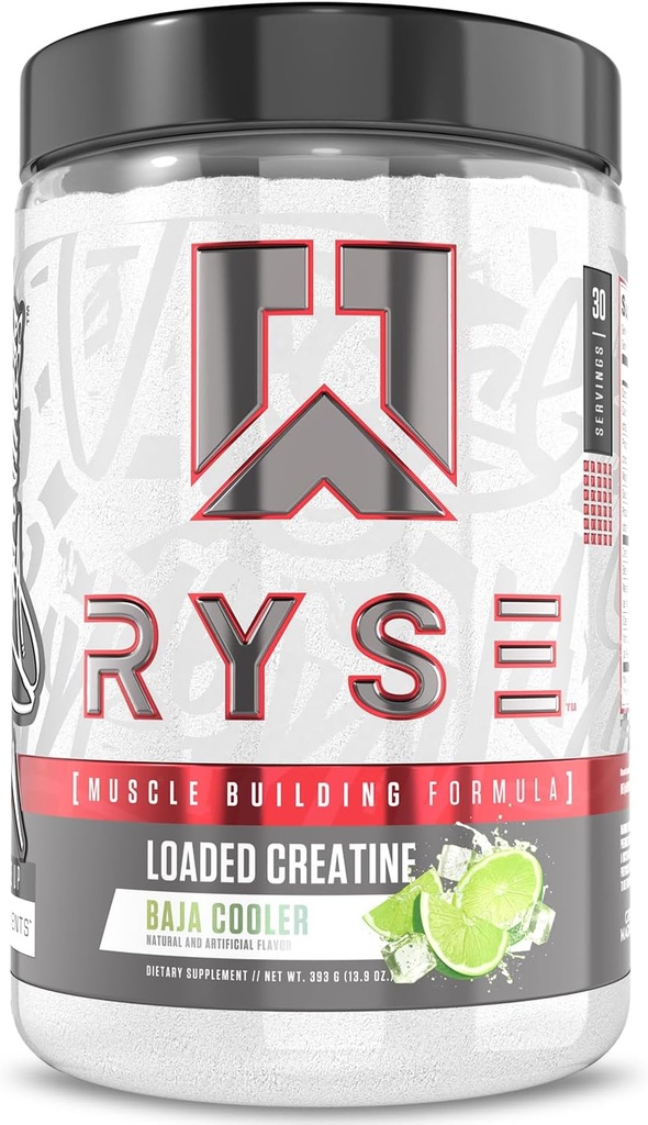 RYSE Loaded Creatine for Men & Women - Baja Cooler - Muscle Building Formula with 3 Forms of Electrolytes, Betaine Anhydrous and Peak ATP - Strength, Power & Endurance Support - 30 Servings