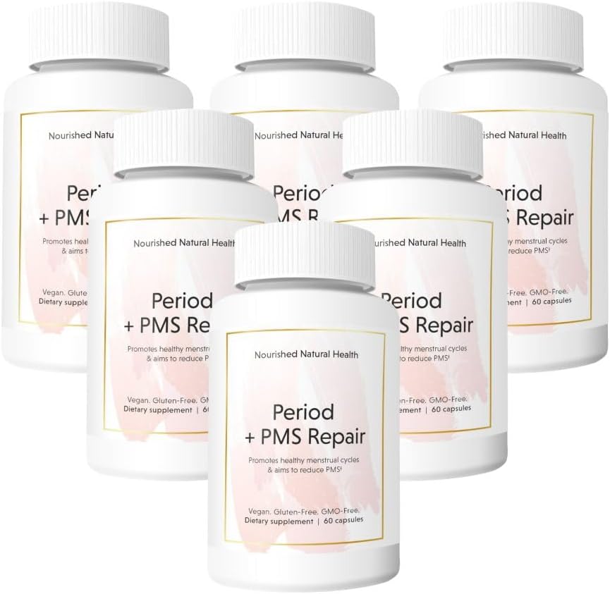 Période nourriée + PMS réparation - Supplément de soutien du cycle menstruel pour les femmes - Formule végétalienne pour les cycles mensuels, la crampe, l'humeur, les maux de tête - 360 capsules