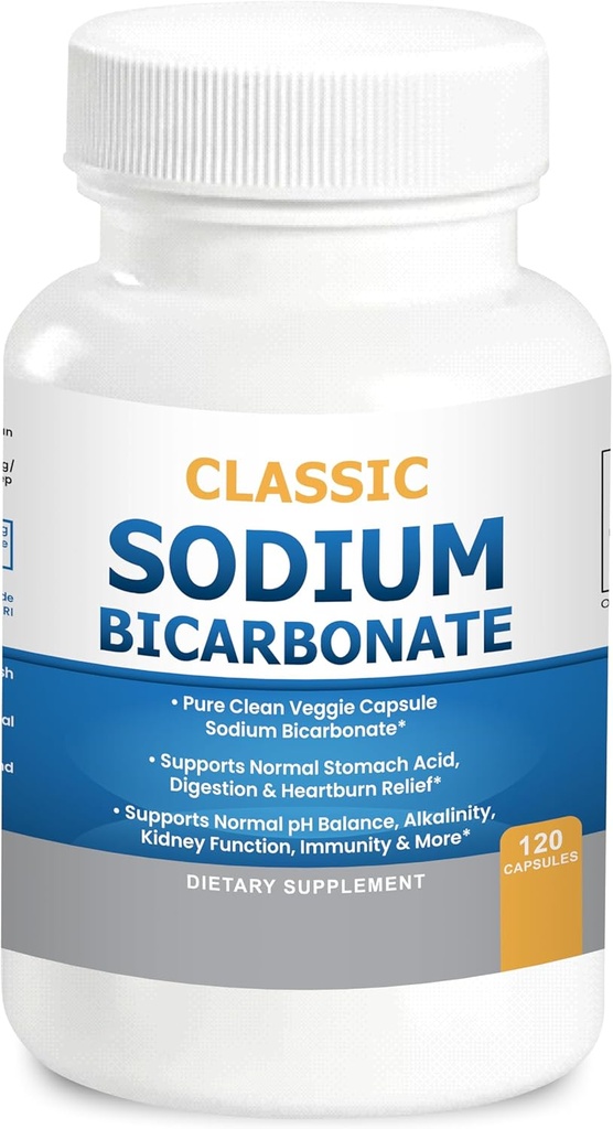 Bicarbonate de sodium classique 650mg Usage biologique naturel Pilules en poudre de bicarbonate de sodium Comprimés de bicarbonate de sodium (capsules) Alcalinité de 120caps
