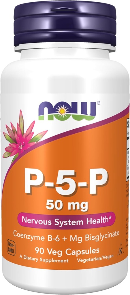 MAINTENANT compléments alimentaires, P-5-P 50 mg avec Coenzyme B-6 + Mg Bisglycinate, 90 gélules