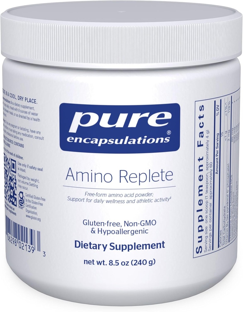 Encapsulations pures Amino Replete (en anglais seulement) Supplément en poudre d'acide aminé hypoallergénique 8.5 Ounces Poudre