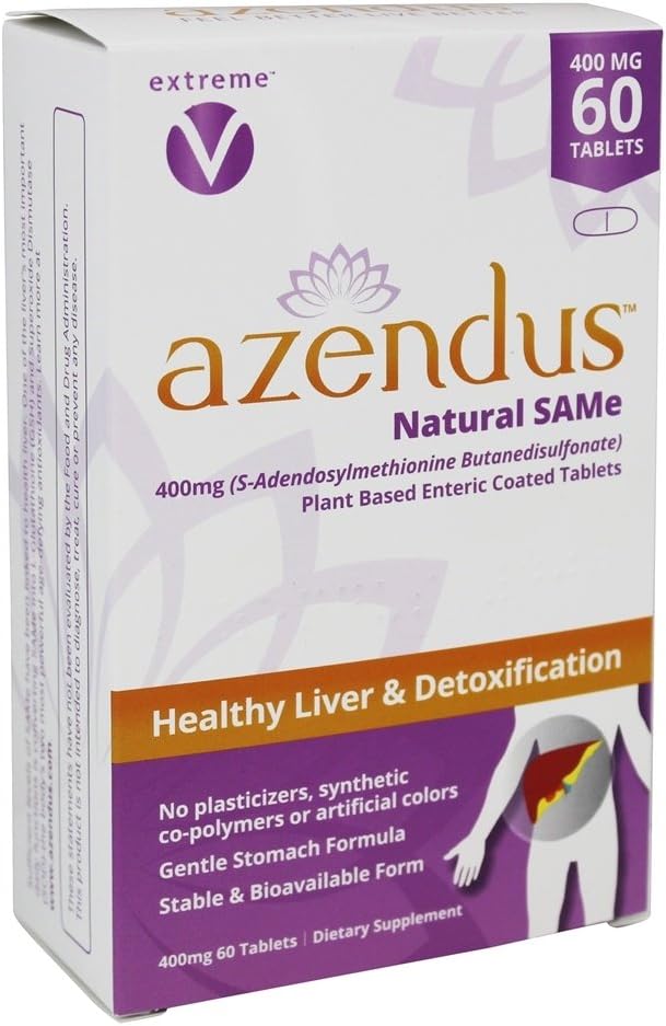 Azendu naturel SAM-e pour la santé du foie 60 Compte, 400mg, 1 Forme recommandée, Pure, Naturel, Stable, Qualité pharmaceutique Même, Absorption rapide