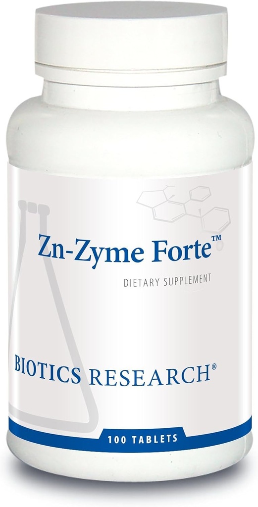 Recherche en biotique Forte de Zn-Zyme 25 mg de zinc, support du système immunitaire, fonction cellulaire optimale, à base de comprimés avec des antioxydants ajoutés. 100 comprimés