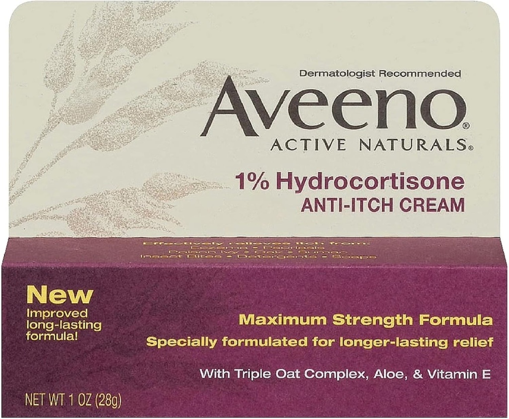 Aveeno Résistance maximale 1 % Crème anti-itch hydrocortisone, 1 Oz (paquet de 24)