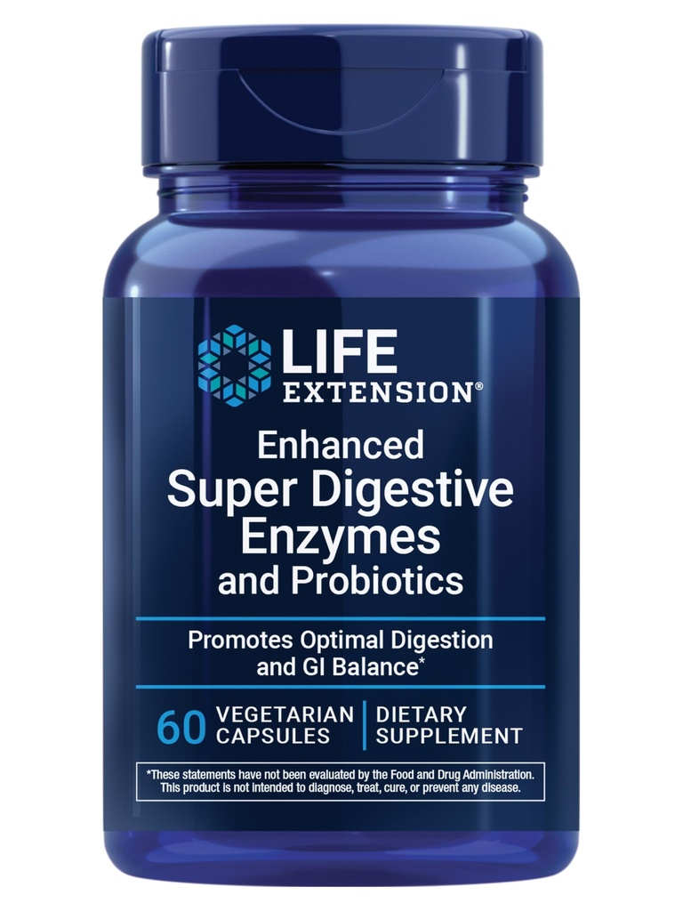 Extension de vie Super enzymes digestives améliorées et probiotiques – B. coagulans Probiotique, 10 enzymes digestives – soutient la digestion, le confort et l'équilibre GI – non OGM, végétarien – 60 capsules