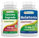 Meilleures naturelles Cascara Sagrada 450 mg & Mélatonine 12 mg