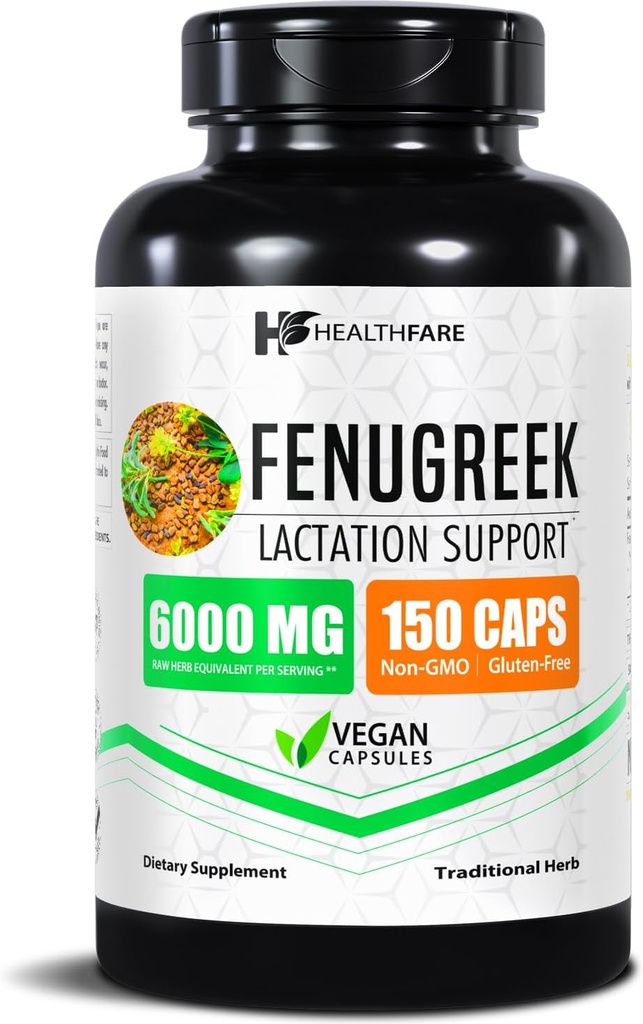 Healthfare Fenugreek Seed Extract 6000mg | 150 Vegan Capsules | Concentrated Herbal Supplement | Non-GMO, Gluten-Free | Made in USA