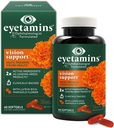 eyetamins Vision Support - 60 capsules‚ Ophtalmologiste-formulé - 2X Lutéine et Zeaxanthine de grandes marques - Végétaux, naturels - Vegan et non-OGM Formule (60 Nombre)