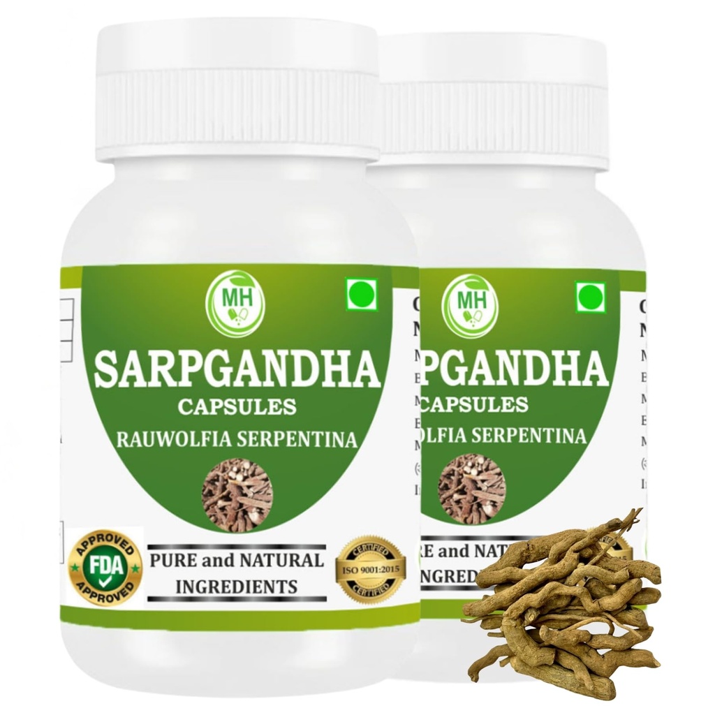 Morsan Healthcare Sarpgandha (Rauwolfia Serpentina) Capsules – Pack de 2 x 60 Capsules de Vég.