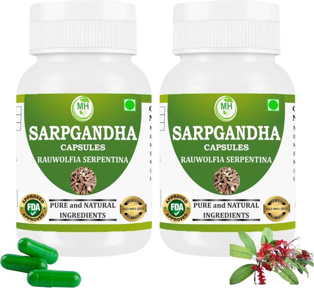 Morsan Healthcare Sarpgandha (Rauwolfia Serpentina) Capsules – Pack de 2 x 60 Capsules de Vég.