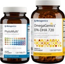 Ensemble de métagéniques - Phytomulti sans fer et OmegaGenics EPA-DHA 720-120 Comprimés de Phytomulti pour la santé globale - 120 Softgels de EPA-DHA 720 pour la santé cardiaque, musculo-squelettique et immunitaire*